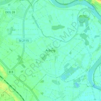Arbing topographic map, elevation, terrain