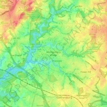 Montgomery Village topographic map, elevation, terrain