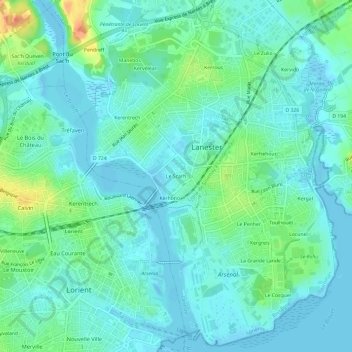 Le Scarh topographic map, elevation, terrain