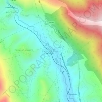 Canistro Inferiore topographic map, elevation, terrain