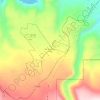 Flaming Gorge Lodge topographic map, elevation, terrain
