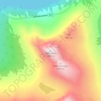 Stetinden topographic map, elevation, terrain