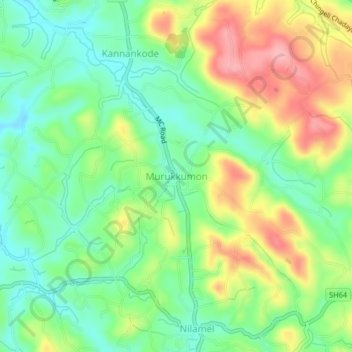 Murukkumon topographic map, elevation, terrain