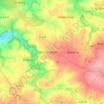 Städten topographic map, elevation, terrain