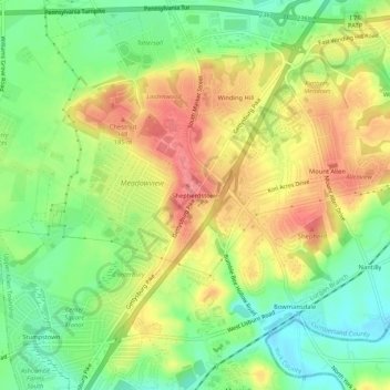 Shepherdstown topographic map, elevation, terrain