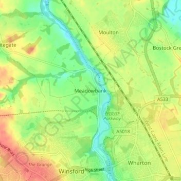 Meadowbank topographic map, elevation, terrain