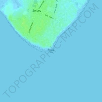 Selsey Bill topographic map, elevation, terrain