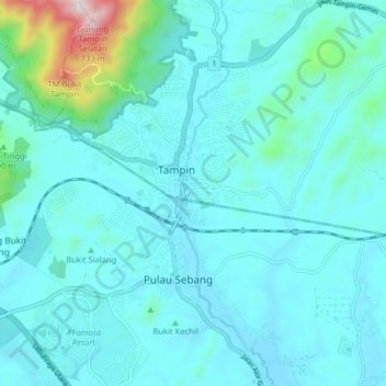 Tampin topographic map, elevation, terrain