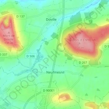 Cotteley topographic map, elevation, terrain