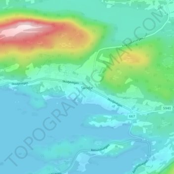 Skodje topographic map, elevation, terrain