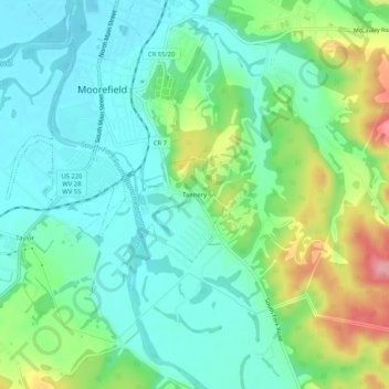 Tannery topographic map, elevation, terrain