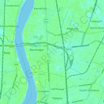 North Dumdum topographic map, elevation, terrain