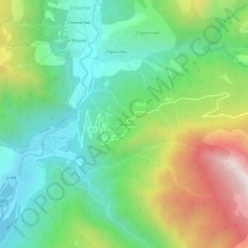 Chabanier topographic map, elevation, terrain