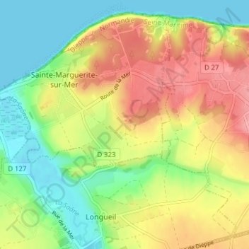 Blancmesnil topographic map, elevation, terrain