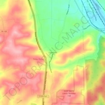 Coverdale topographic map, elevation, terrain