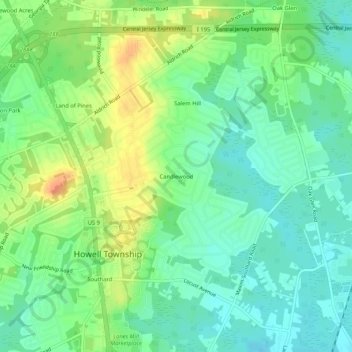 Candlewood topographic map, elevation, terrain