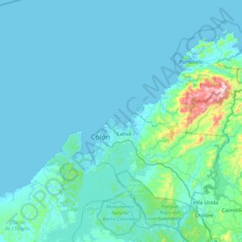 Isla Largo Remo topographic map, elevation, terrain
