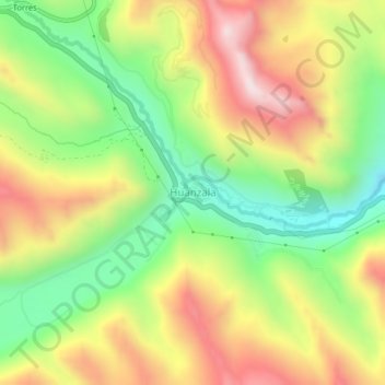Huanzala topographic map, elevation, terrain