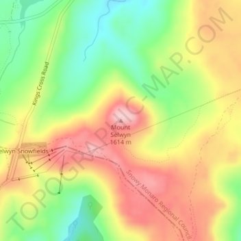 Mount Selwyn topographic map, elevation, terrain