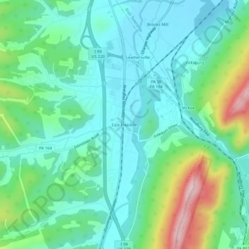 East Freedom topographic map, elevation, terrain