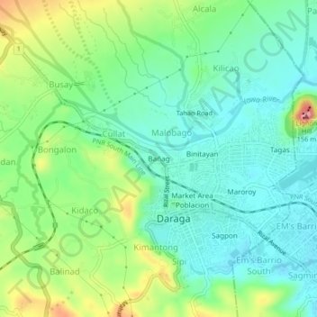 Bañag topographic map, elevation, terrain