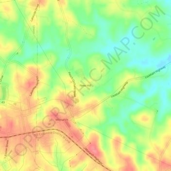 New Hill topographic map, elevation, terrain