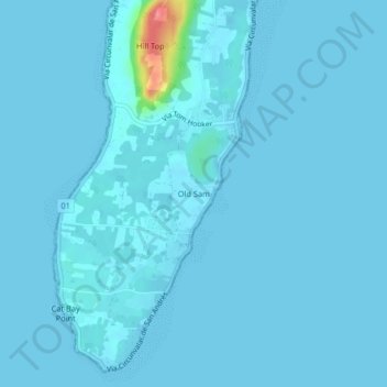 Old Sam topographic map, elevation, terrain