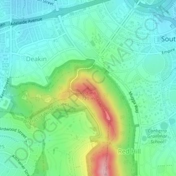 Red Hill topographic map, elevation, terrain