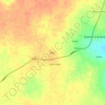 Togo topographic map, elevation, terrain