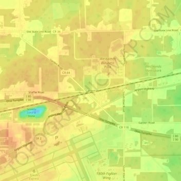 Garden topographic map, elevation, terrain