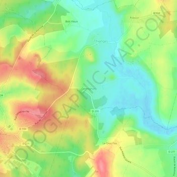 Germignon topographic map, elevation, terrain