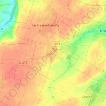 Camilly topographic map, elevation, terrain
