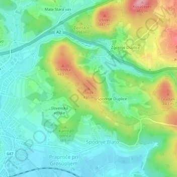 Delek topographic map, elevation, terrain