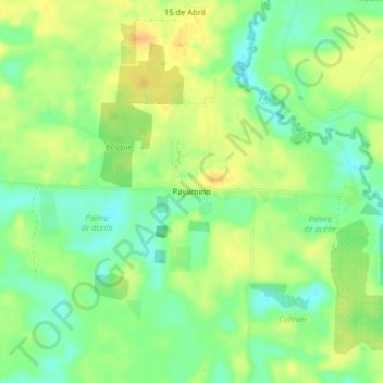 Payamino topographic map, elevation, terrain