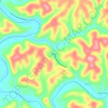 Purdy topographic map, elevation, terrain