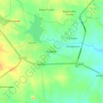 Kodada topographic map, elevation, terrain