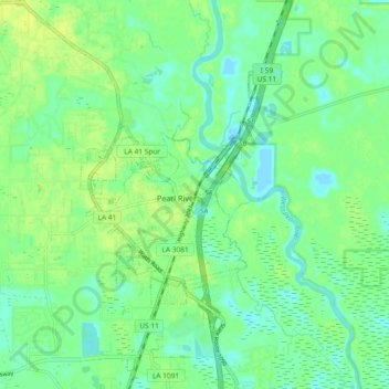 Pearl River topographic map, elevation, terrain