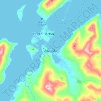 Unalaska topographic map, elevation, terrain