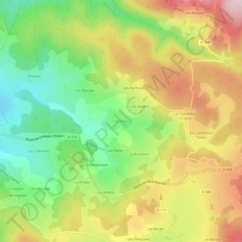 Le Chaz topographic map, elevation, terrain