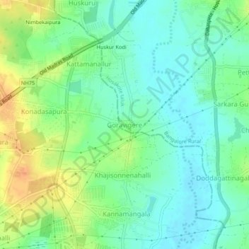 Goravigere topographic map, elevation, terrain