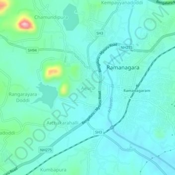 Aijuru topographic map, elevation, terrain