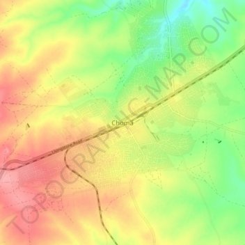Choma topographic map, elevation, terrain