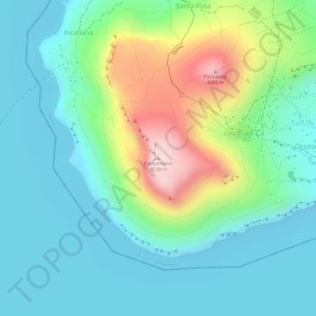 Pachamama topographic map, elevation, terrain