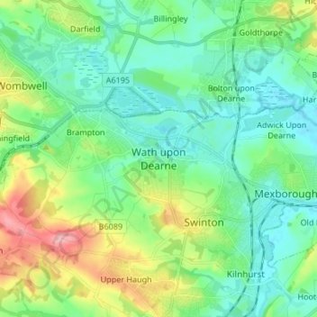 Wath upon Dearne topographic map, elevation, terrain