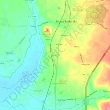 Montijos topographic map, elevation, terrain