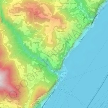 Pregasio topographic map, elevation, terrain