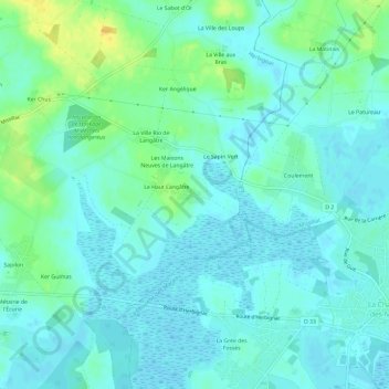 Le Bas Langâtre topographic map, elevation, terrain