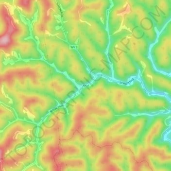 Alkol topographic map, elevation, terrain