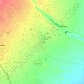 Al Hamra' topographic map, elevation, terrain