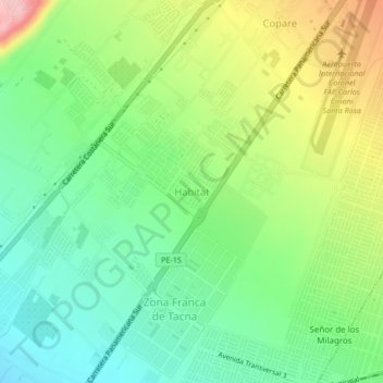 Habitat topographic map, elevation, terrain